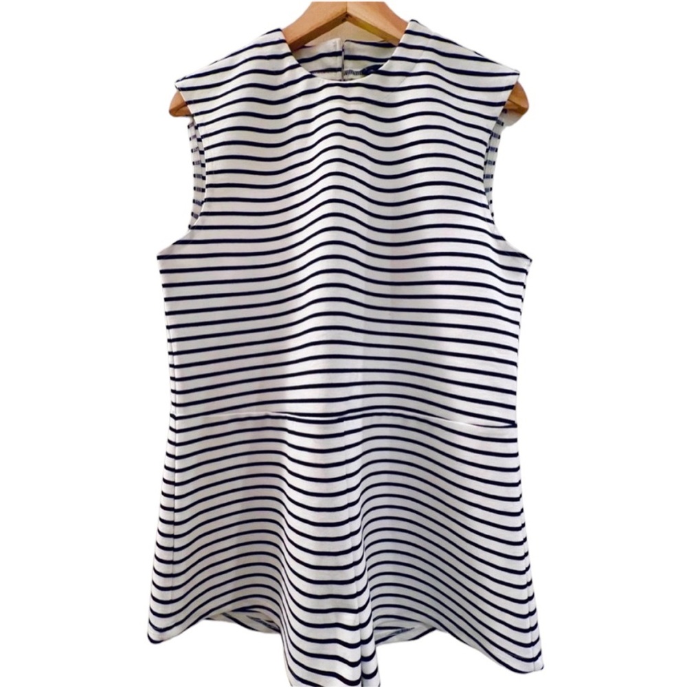 The Fifth Striped Romper in Navy & White